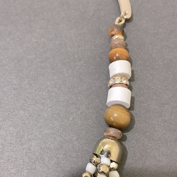 Talbots Multistrand Statement White & Gold Beads Necklace - Picture 4 of 7